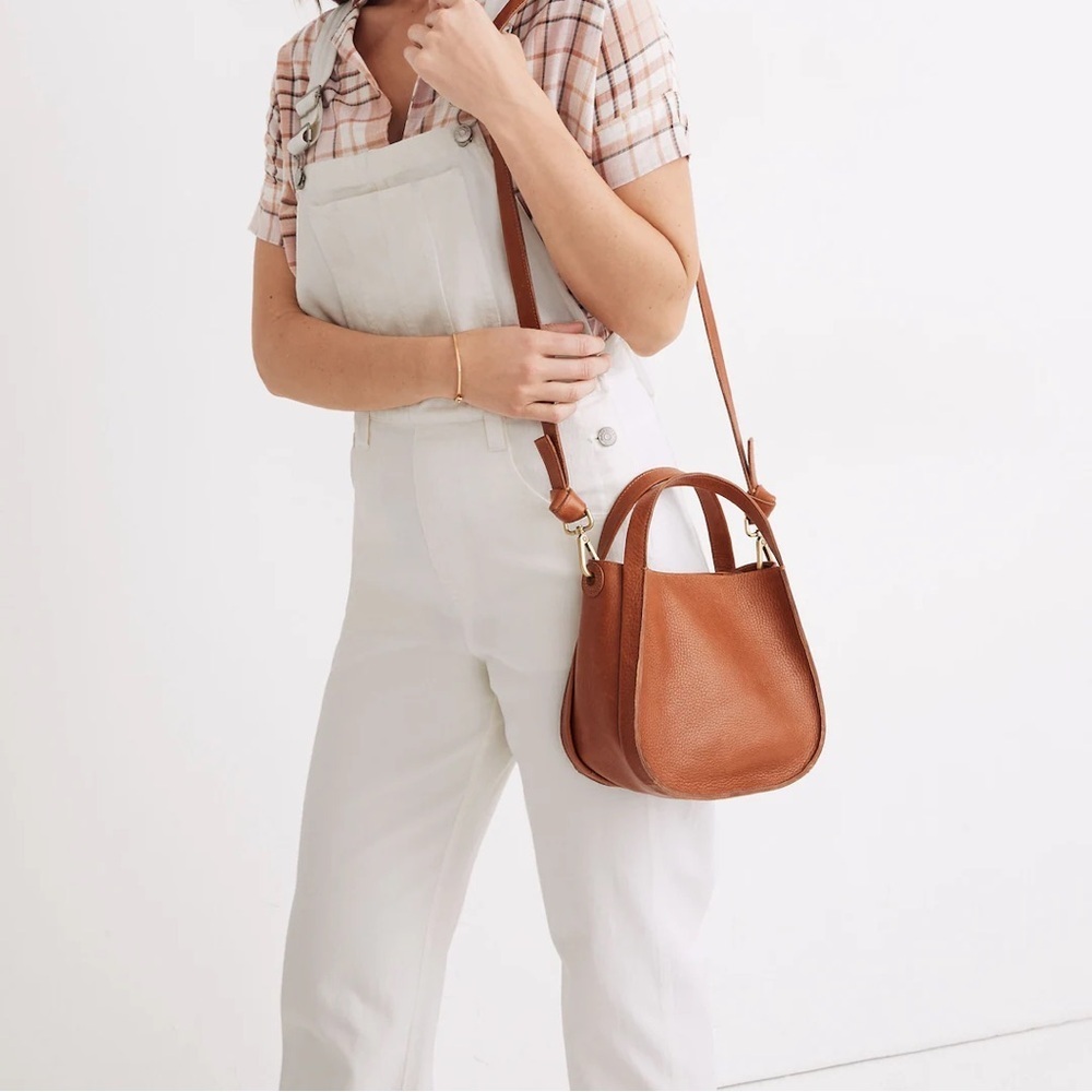 Madewell The Sydney Crossbody Bag caramel leather magnetic closure shoulder bag - Picture 10 of 11